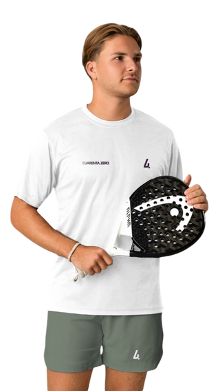 Cuarenta Zero wit Pro Dry-Fit padelshirt Marbella
